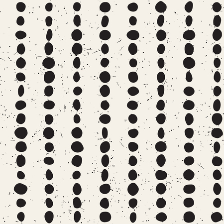 Hand drawn style ethnic seamless pattern. Abstract grungy geometric shapes background in black and white.のイラスト素材