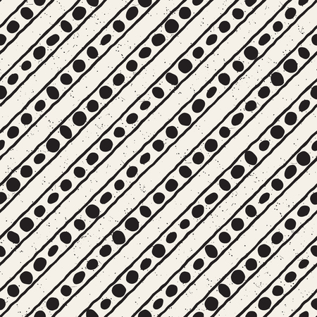 Hand drawn style ethnic seamless pattern. Abstract grungy geometric shapes background in black and white.のイラスト素材