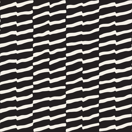 Hand drawn style seamless pattern. Abstract geometric tiling background in black and white. Vector stylish doodle line latticeのイラスト素材