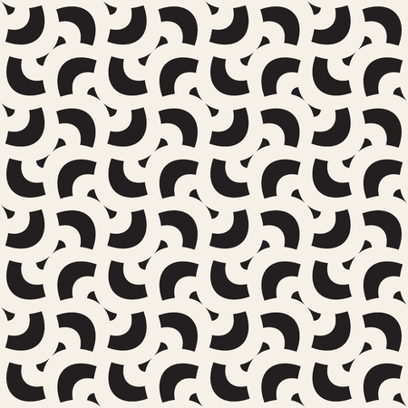 Vector geometric seamless pattern with curved shapes grid. Abstract monochrome rounded lattice texture. Modern repeating textile background designのイラスト素材