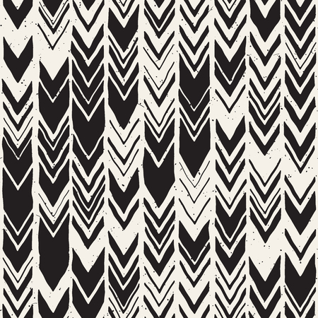 Freehand vector seamless pattern. Doodle print with hand drawn chevron texture, trendy graphic design.のイラスト素材