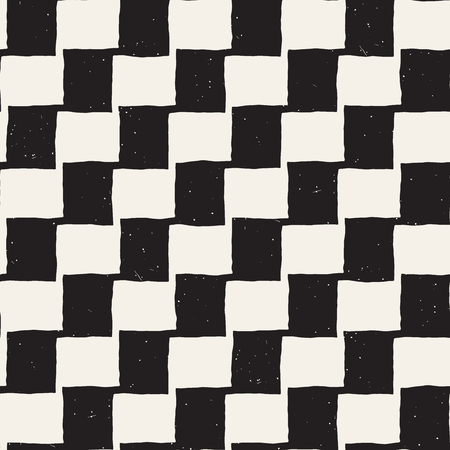 Hand drawn style abstract seamless pattern in black and white. Retro grunge freehand jagged lines texture.のイラスト素材