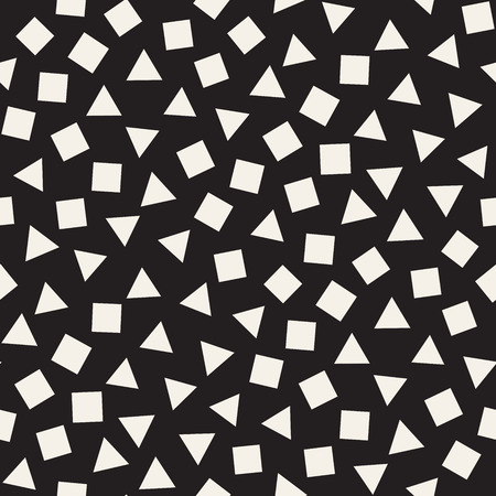 Seamless chaotic patterns. Randomly scattered geometric shapes. Abstract retro background designのイラスト素材
