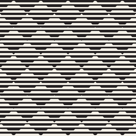 Vector seamless black and white halftone lines grid pattern. Abstract geometric retro background design.のイラスト素材
