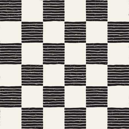 Hand drawn seamless repeating pattern with checker lines tiling. Grungy freehand ink brush background texture.のイラスト素材