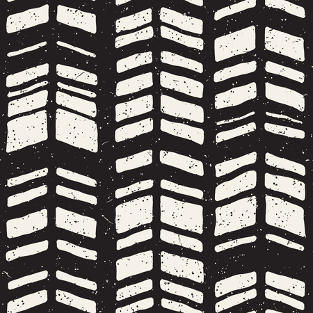 Vector seamless freehand pattern. Doodle monochrome print with hand drawn chevron texture. Trendy graphic design.のイラスト素材