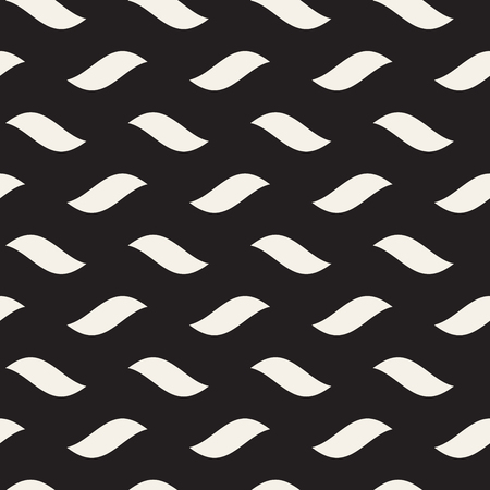 Vector Seamless Black and White Wavy Lines Simple Pattern. Abstract Geometric Backgroundのイラスト素材