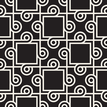 Vector seamless rounded interlacing lines and squares pattern. Modern stylish abstract texture. Repeating geometric stripes designのイラスト素材