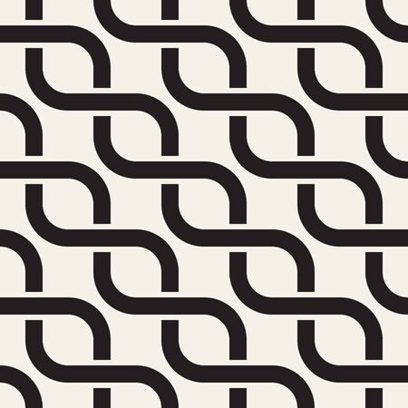 Vector seamless interlaced stylish pattern. Repeating geometric design with weaved bold lines.のイラスト素材