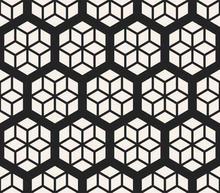Vector seamless abstract pattern. Modern stylish striped lattice texture. Repeating geometric tiles with hexagonal line elements.のイラスト素材