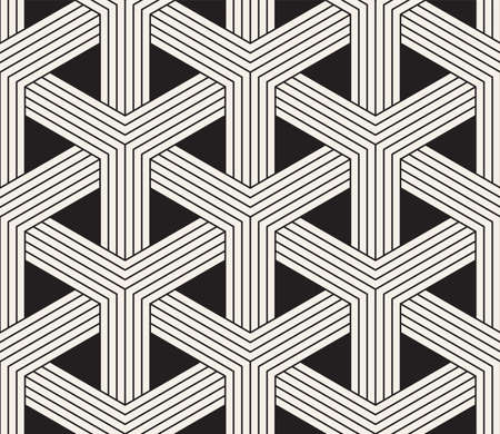 Vector seamless pattern. Modern stylish abstract texture. Repeating geometric tiles from striped...