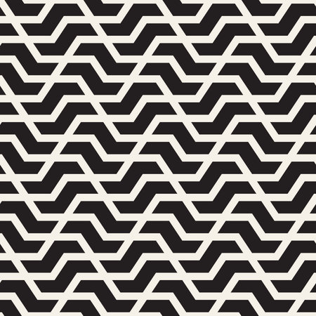 Vector seamless pattern. Repeating geometric abstract elements. Stylish monochrome background design.のイラスト素材
