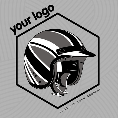 Elegant scooter - transport of stylish young people. Retro icons with scooter and helmet.のイラスト素材