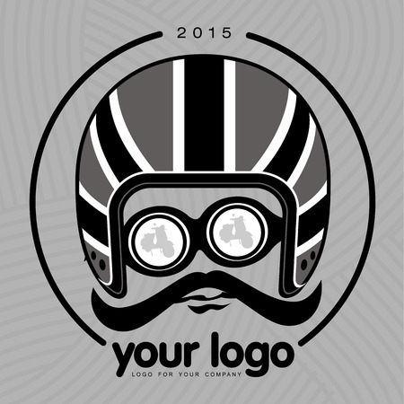 Elegant scooter - transport of stylish young people. Retro icons with scooter and helmet.のイラスト素材