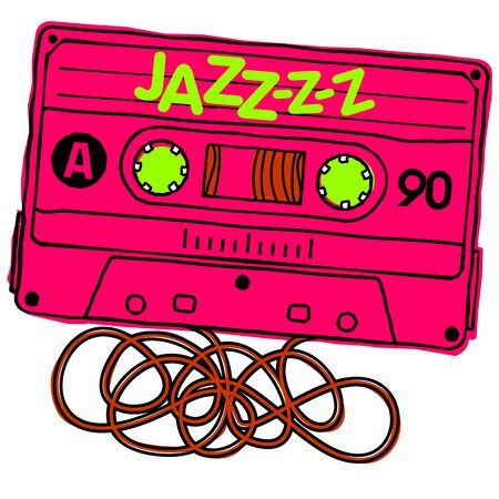 Linear vector graphics for T-shirts - audio tapes of jazz music.のイラスト素材