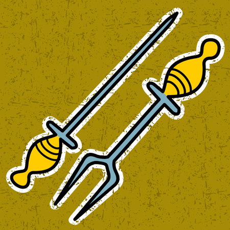 Sharpener knife and fork for barbecueのイラスト素材