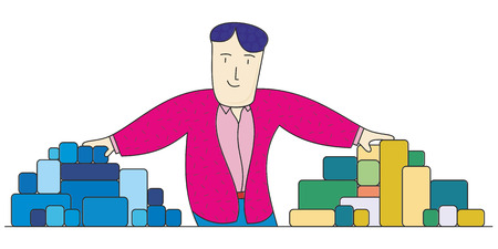 Manager among rising and falling graphsのイラスト素材