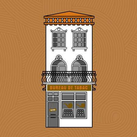 facades of houses in the old French townのイラスト素材