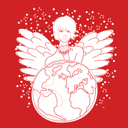 Guardian Angel planet earthのイラスト素材