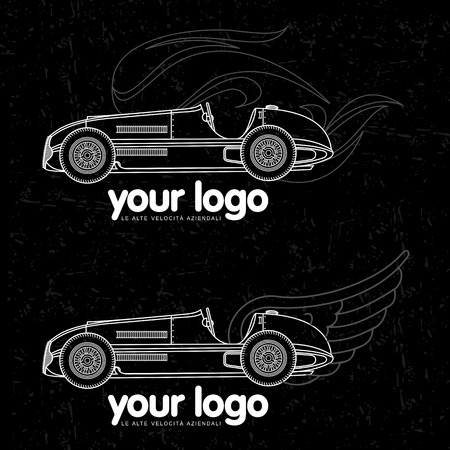 Contour Vector retro racing car.のイラスト素材