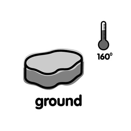 A piece of beef barbecue and a thermometer with a temperature of fryingのイラスト素材