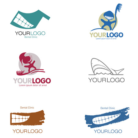 Set of 9 logos for dental, denture and private clinics.のイラスト素材