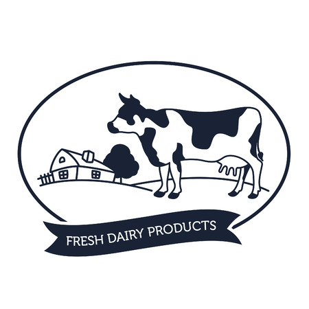 Set of labels and icons for milkのイラスト素材