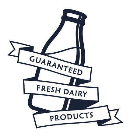 Set of labels and icons for milkのイラスト素材