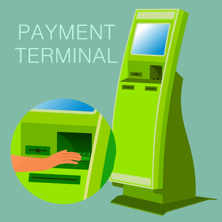 Linear and Vector images to the flat stationary payment terminalのイラスト素材