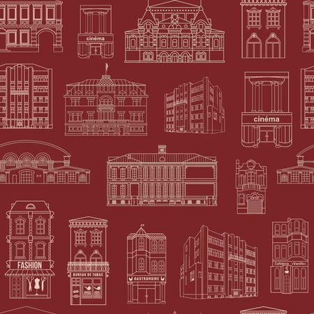 Seamless vector background with old colourful buildings for wallpaper or background designのイラスト素材