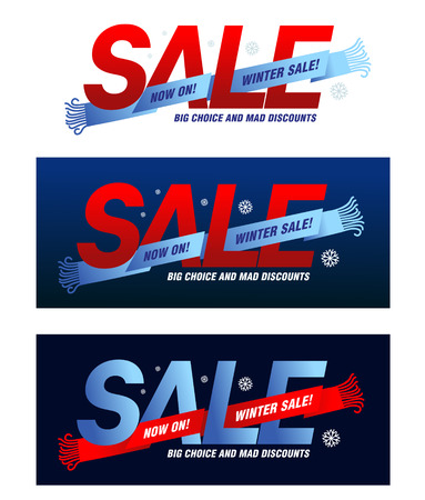 Winter sale background with labels and banner. Sale. Winter sale. Christmas sale. New year sale. Vector illustrationのイラスト素材