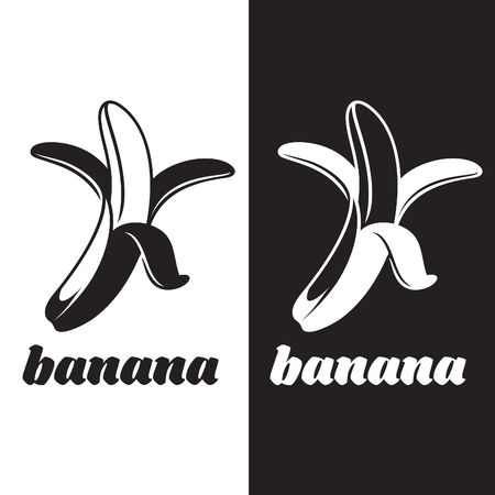 Vector Cartoon Yellow Peeled Banana.のイラスト素材