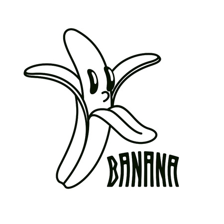 Vector emblem. Funny cartoon banana.のイラスト素材