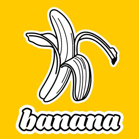 Vector Cartoon Yellow Peeled Banana.のイラスト素材