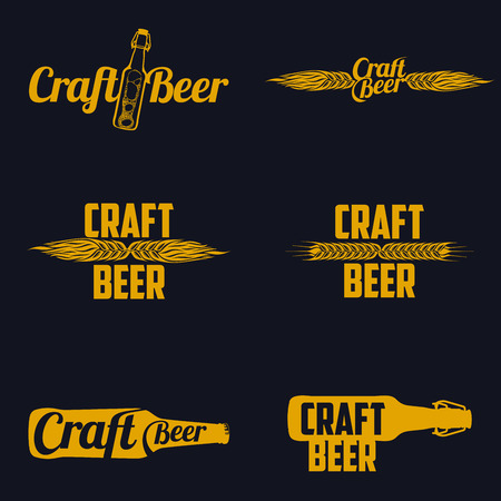 Vintage craft beer brewery, bar, shop emblems and  labelsのイラスト素材
