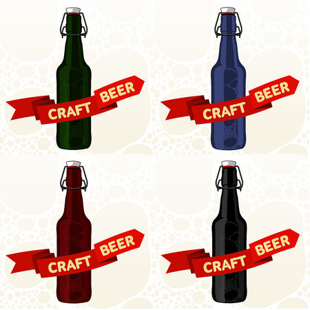 Vintage craft beer, alcohol, ale, brewery, bar, shop emblems and labelのイラスト素材