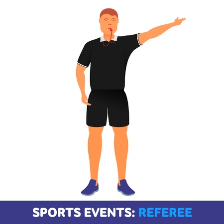 Vector flat icon sport events - sports referee with a whistle. booklets, brochures, promotional...