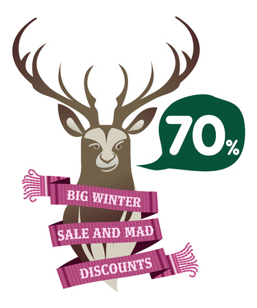 Winter sale sticker. Christmas sale. New year sale. Web banners, advertisements, brochures, business templates. Isolated vector Illustration on a white background.のイラスト素材