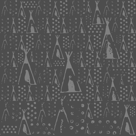 Wigwam, lodge vector seamless texture pattern. Seamless pattern can be used for wallpaper, pattern...