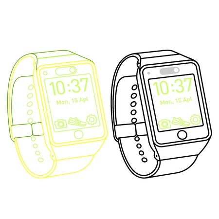 Vector illustration of fitness band, smart watch. Fitness tracker for sports, smart watch. Motivational poster, banners, brochures, covers. Isolated on white background.のイラスト素材