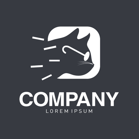 Vector abstract logo. Business Icons. Cat with glasses. Company identity. Icon isolated on white background. Graphic design editable for your design.のイラスト素材