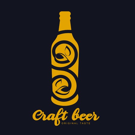 Vector set of vintage craft beer, alcohol, ale, brewery, bar, shop emblems and label. Branding identity corporate logo design template. Isolated on a black backgroundのイラスト素材