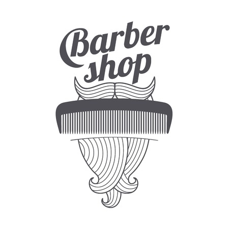 Barber shop logo templates. Hair, beard, razor, scissors, comb. Vintage style wine badges and labels. Black and white logo templates for your design. Vector illustration isolated on white background.のイラスト素材