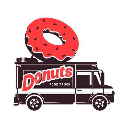 Donuts food truck vintage style design.のイラスト素材