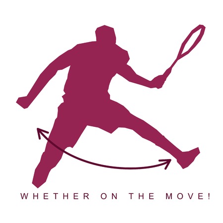 Vector illustration of silhouette tennis player. Silhouette of an athlete. Advertisements, brochures, business templates. Isolated on a white backgroundのイラスト素材