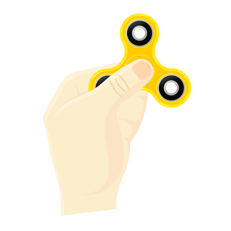 Hand spinner flat vector illustration. Hand spinner tricks. Badges, labels, banners, advertisements, brochures, business templates. Vector illustration isolated on white backgroundのイラスト素材