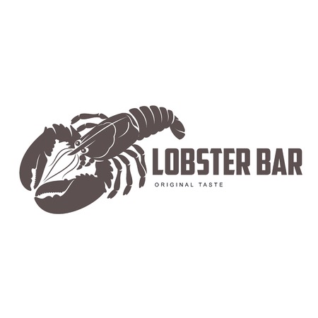 Vector vintage logo template lobster bar. Sea food, craft beer, alcohol, ale, brewery, bar, shop emblems and label. Branding identity corporate logo design template. Isolated on a white backgroundのイラスト素材