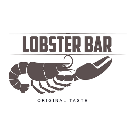 Vector vintage logo template lobster bar. Sea food, craft beer, alcohol, ale, brewery, bar, shop emblems and label. Branding identity corporate logo design template. Isolated on a white backgroundのイラスト素材