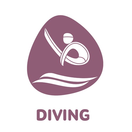 Diving sport game competition icon. Summer sport games symbols. Vector sport pictogram. Branding Identity Corporate  design template. Vector illustration isolated on a white backgroundのイラスト素材