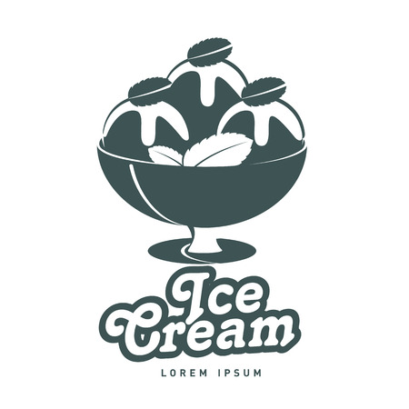 Ice cream  design vector template. Vintage style badges and labels design concept for confectionery. Vector illustration isolated on a white backgroundのイラスト素材